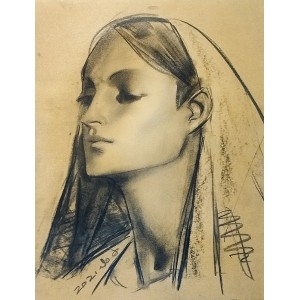 Doda Baloch, Tribad Girl, 11 x 14.4 Inch, Charcoal on Paper, Figurative Painting, AC-DDB-017